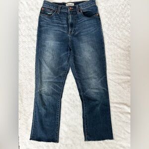 MADEWELL High Rise Straight Frayed Ankle Jean